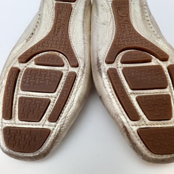 Cole Haan Leather Penny Loafers Gold Metallic Driving Flats Womens 6.5B Comfort - Picture 10 of 10
